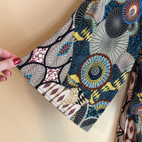 NWT Womens Desigual Mina 3/4 Sleeve Geometric Tie Front Dress size 44 (US 10) - Picture 12 of 15